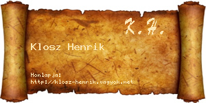 Klosz Henrik névjegykártya